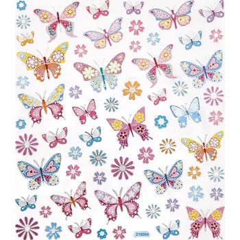 samolepka DP Craft Nálepky pastelové květinky a motýlci 63ks