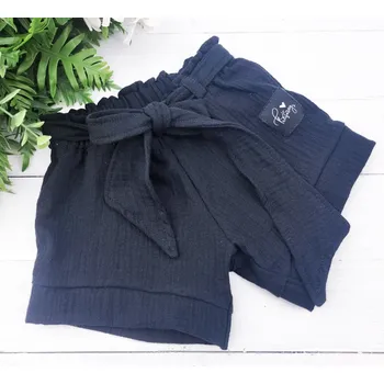 Dívčí kraťasy Kulišárny Dívčí šortky s mašlí mušelín BLACK VELIKOST: 74