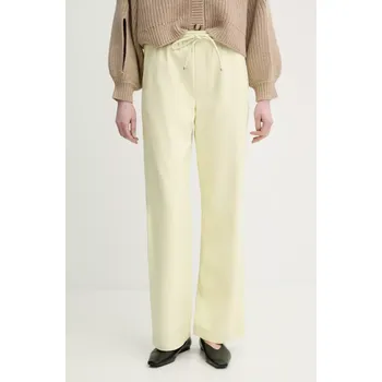 Dámské kalhoty Kalhoty Nanushka CALIE dámské, žlutá barva, široké, high waist, NW25RSPA06513 10X, vel. XS