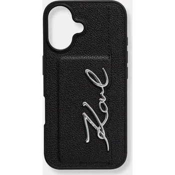 Pouzdro na mobilní telefon Obal na telefon Karl Lagerfeld iPhone 16 černá barva, KLHCP16SPGPVKSK 99X, vel. ONE SIZE
