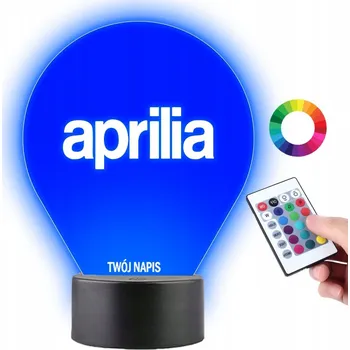 Lampička LAMPičKA na SKLE Statuetka Aprilia Emblém 3D LED RGB + DÁLKOVÝ OVLADAČ 16 BAREV