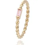 Prsten ze žlutého zlata s růžovým zirkonem