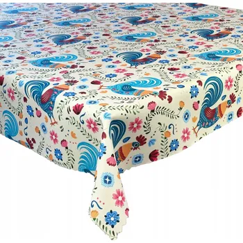 ubrus Obrus Odolný vůči skvrnám Tisk Velikonoce Barevný Kohout Folk 130x220 cm