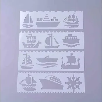 Šablona plastová 18,6 x 5,6 cm, 4ks - lodě 1