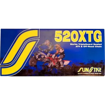 Řetězová sada pro motocykl řetěz 520XTG, SUNSTAR (x-kroužek, barva zlatá, 108 článků)