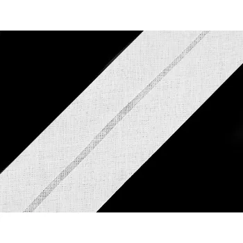 Šikmý proužek bavlněný šíře 40 mm zažehlený, barva 100 bílá