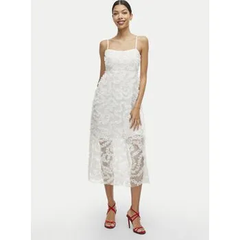 Dámské šaty Vila Koktejlové šaty Leonora 14104320 Bílá Loose Fit S