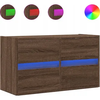 Televizní stolek TV stolek s LED RGB podsvícením 80x31x45 cm, hnědý dub