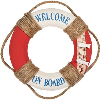 Vánoční dekorace Bílo-červená dekorace záchranný kruh Lifebuoy Nautic - Ø 37*7 cm