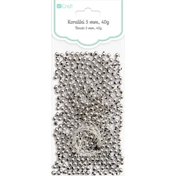 Dětské navlékací korálky DP Craft Korálky dekorační stříbrné 5mm 40g