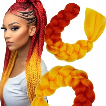 Příčesek Syntetické vlasy na copánky Ombre, barevné prodlužované copánky