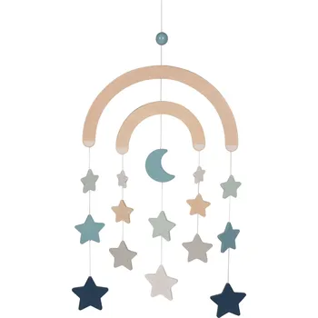 Kolotoč nad postýlku GOKI Dřevěný závěsný kolotoč Hvězdičky modré