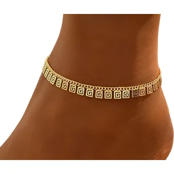 Náramek Náramek na nohu měděný zlatý geometrický nastavitelná délka 27 cm