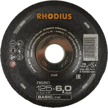 Brusný kotouč Rhodius 211378 | Brusný kotouč 125 x 6,0 x 22,23 mm, RS80 BASIC LINE