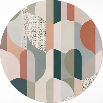 Obraz Kulatý Koberec průměr 50 cm Boho abstrakce oblé tvary v retro stylu