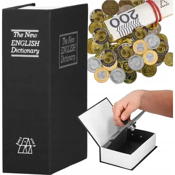 Trezor KASETKA METALOWA KNIHA SEJF NA KLÍČE PENÍZE SCHRÁNKA POKLADNIČKA ČERNÁ