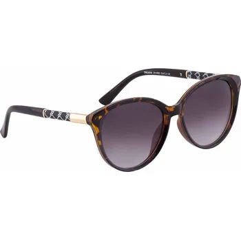 Dámské sluneční brýle s koženkovým doplňkem a zlacením, leopardí , 9001993-6, TR2558