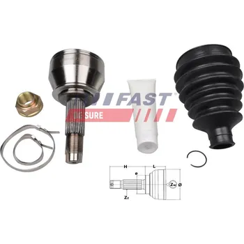 Hřídel nápravy Sada kloubů, hnací hřídel FAST FT25072K