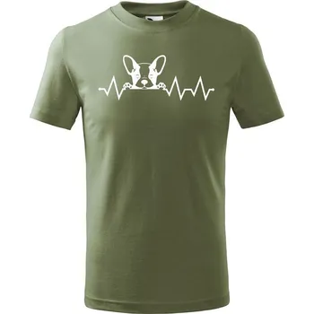 Dětská móda DOBRÝ TRIKO Dětské tričko Tep buldoček Velikost: 122/6 let, Barva: Khaki