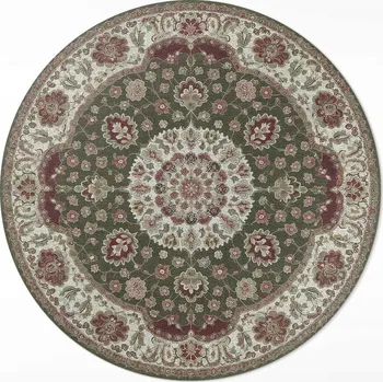 Koberec Odolný Vinylový Kulatý Koberec S Potiskem ⌀ 80 cm Perský zeleň mandala vzor