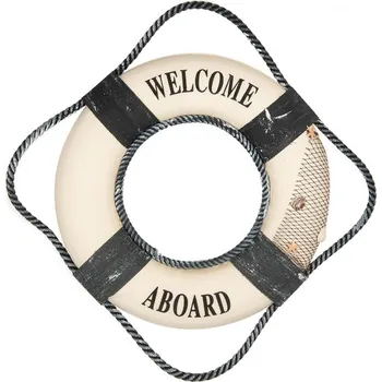 Bytová dekorace Bílo-modrá dekorace záchranný kruh Lifebuoy Nautic - Ø 31*6 cm