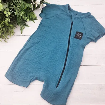 Kojenecký overall Kulišárny Mušelínový letní overal s krátkým rukávem SMARAGD VELIKOST: 62