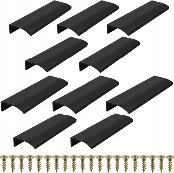 Nábytkové kování 10x Nábytková úchytka hranová 128/160mm černá matná, pro kuchyňské skříňky