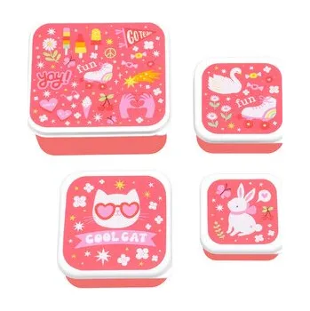 Svačinový box A Little Lovely Company - sada čtyř svačinových krabiček - zábava