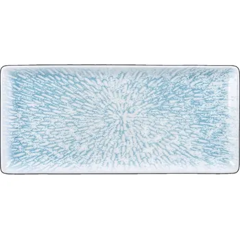 Talíř Obdélníkový porcelánový talíř bílo-modrý plochý Wilmax 33 x 15 cm