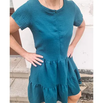 Dámské šaty Kulišárny Dámské mušelínové BOHO šaty SMARAGD VELIKOST: 44-46