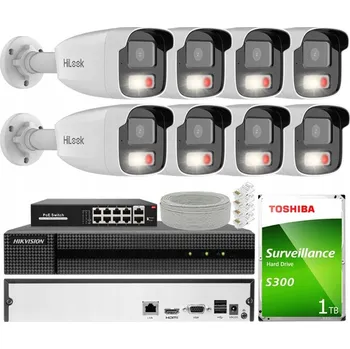 Bezpečnostní kamera Sada pro domácí/firemní monitoring, 8x IP kamera IPCAM-B2-50DL 2MPx, IR 50 m