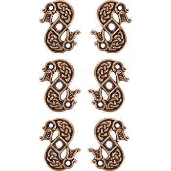 Battle Merchant Mosazné kování na kůži „S drak“, materiál pro vlastní výrobu (6 kusů - sada 3 párů)