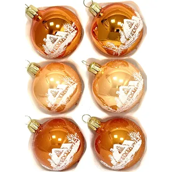 Vánoční ozdoba Irisa Naama – Plamen svátečního tepla - Oranžová, měděná, jantarová , velikost 5 cm, sada 6 ks Velikost: 5 cm, Balení: 6 ks, Barva: oranžová