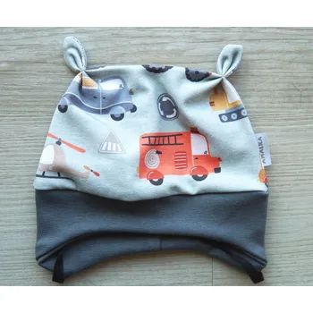 Kojenecká čepice AMÁLKA Elastická chlapecká čepička, auta Velikost: 74-80