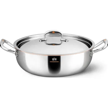 Hrnec Nízký kastrol CON CUORE 28 cm, stříbrná, měď, Ruffoni