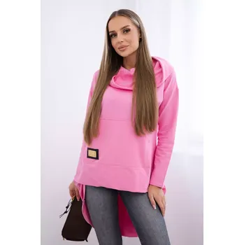 Dámská mikina Mikina s dlouhým zadním dílem a kapucí růžové barvy Kesi růžová 3085364