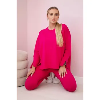 Dámská halenka Komplet s oversize halenkou fuchsiové barvy Kesi tmavě červená 3095819