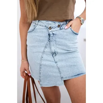 Dámská sukně marka niezdefiniowana Strečová džínová sukně s delší přední částí S/M-L/XL Kesi šedá 3129044