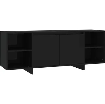 Televizní stolek Nízká TV skříňka se 2 dvířky, černá, 130x35x50 cm