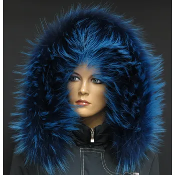 Špongr Kožešinový lem / límec na kapuci z finského mývalovce 1055 BLUE