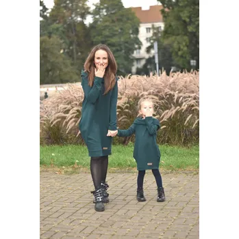 Dámské šaty Tmavě zelené mikinové šaty pro maminku a dceru Velikost: 92/98