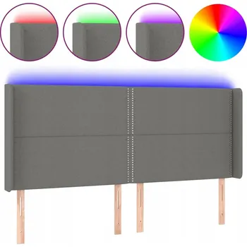 LED záhlaví postele tmavě šedé 183x16x118/128 cm