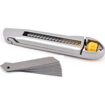 Pracovní nůž NŮŽ NA TAPETY KOVOVÝ + 10 ČEPELÍ! VELMI SILNÝ!