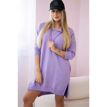 Dámské šaty Šaty s kapucí a delším zadním dílem fialové Kesi fialová 3105979