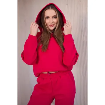 Zateplená souprava s mikinou se zavazováním ve spodní části fuchsiovou Kesi červená 3107495