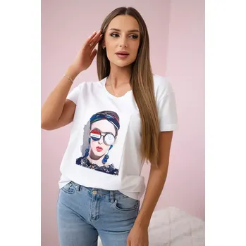 Dámská halenka Halenka s dámskou grafikou bílá Kesi bílá 3104189