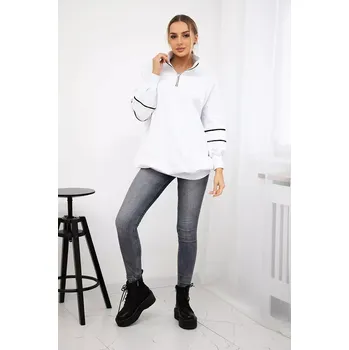 Dámská mikina Mikina se zipem a kapsami bílá Kesi šedá 3100442