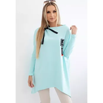 Dámská mikina Oversize mikina s asymetrickými stranami mint Kesi tyrkysová 3101635