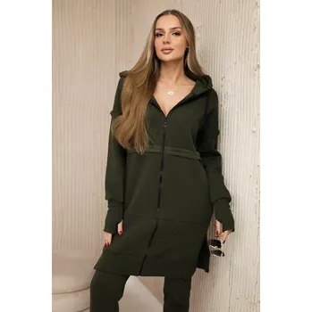 Zateplený komplet s dlouhou mikinou v khaki barvě Kesi hnědá 3101190