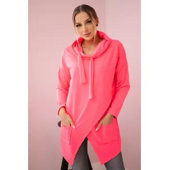 Dámská tunika Tunika s psaníčkem vpředu Oversize růžová neonová Kesi růžová 3106027